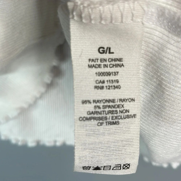 GARAGE Ribbed Crop Cami Top White Spaghetti Strap Lettuce Hem Baddie Size L - Picture 7 of 10